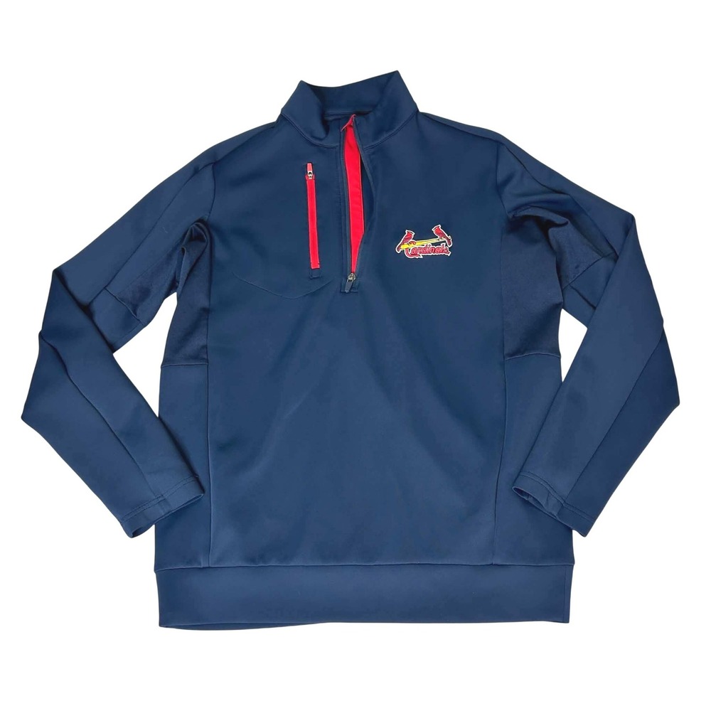 Antigua St Louis Cardinals Mens Medium Navy Blue Quarter Zip Pullover Jacket